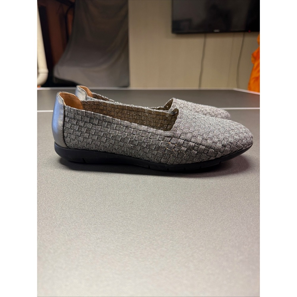 Comfortview Womens Silver Metallic Woven Slip On Loafers Flats Size 6 M